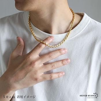 Amazon | [silver KYASYA]18k 金 仕上げ 梵字 ペーパーチェーン
